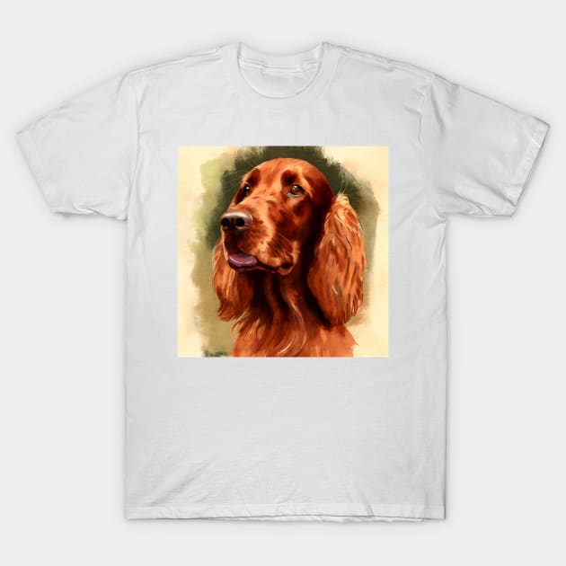 Irish Setter Watercolor Portrait T-Shirt by designs4days